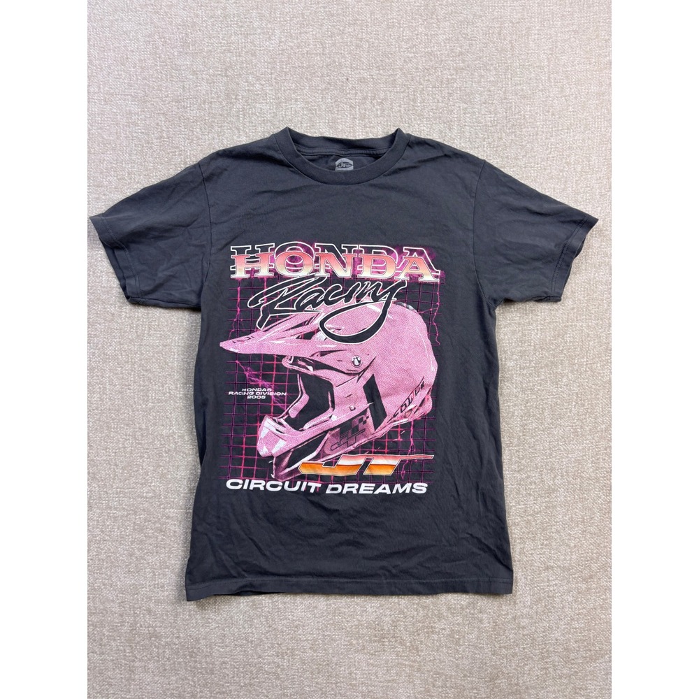 JT Racing USA Honda Racing Circuit Dreams T-Shirt Gray Pink Motocross Small